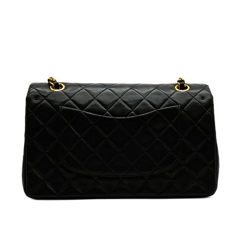 VINTEGE CHANEL CLASSIC FLAP MEDIUM CHAIN SHOULDER BAG BLACK LAMB SKIN GOLD HARDWARE 90338302