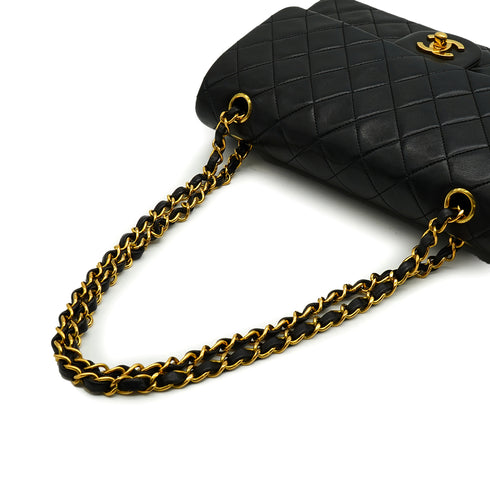 VINTEGE CHANEL CLASSIC FLAP MEDIUM CHAIN SHOULDER BAG BLACK LAMB SKIN GOLD HARDWARE 90338302