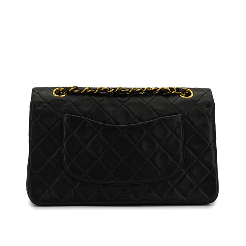 VINTEGE CHANEL CLASSIC FLAP MEDIUM CHAIN SHOULDER BAG BLACK LAMB SKIN GOLD HARDWARE 90338764