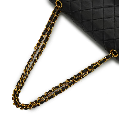 VINTEGE CHANEL CLASSIC FLAP MEDIUM CHAIN SHOULDER BAG BLACK LAMB SKIN GOLD HARDWARE 90338764