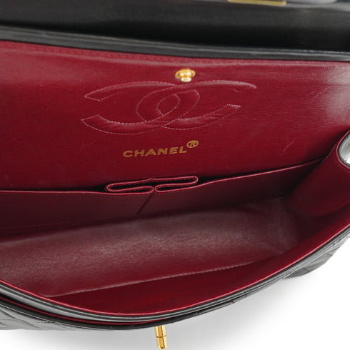 VINTEGE CHANEL CLASSIC FLAP MEDIUM CHAIN SHOULDER BAG BLACK LAMB SKIN GOLD HARDWARE 90338764