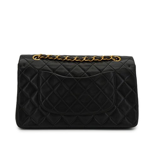 VINTEGE CHANEL CLASSIC FLAP MEDIUM CHAIN SHOULDER BAG BLACK LAMB SKIN GOLD HARDWARE 90338883