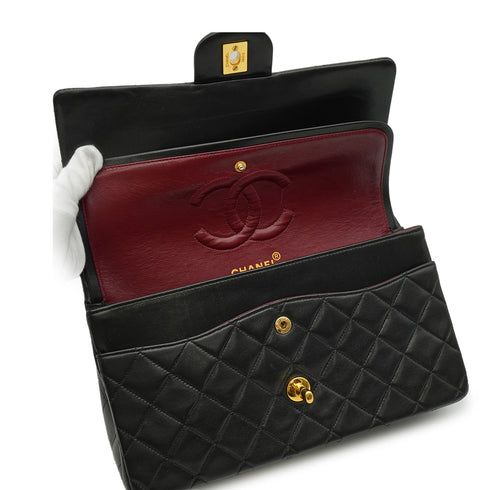VINTEGE CHANEL CLASSIC FLAP MEDIUM CHAIN SHOULDER BAG BLACK LAMB SKIN GOLD HARDWARE 90338883