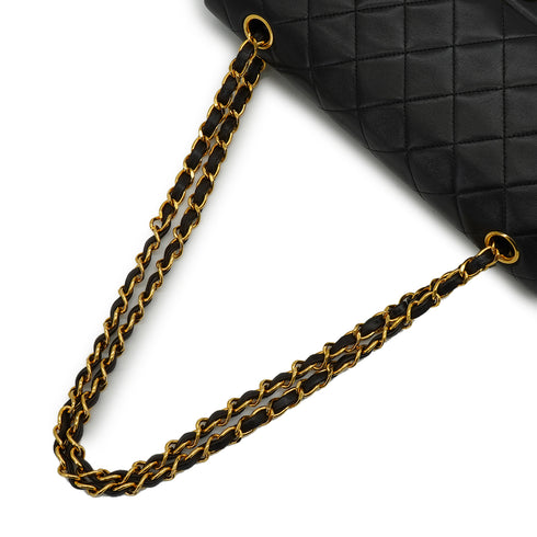 VINTEGE CHANEL CLASSIC FLAP MEDIUM CHAIN SHOULDER BAG BLACK LAMB SKIN GOLD HARDWARE 90338883
