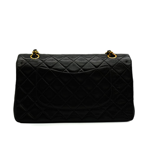 VINTEGE CHANEL CLASSIC FLAP MEDIUM CHAIN SHOULDER BAG BLACK LAMB SKIN GOLD HARDWARE 90339649