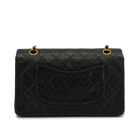 VINTEGE CHANEL CLASSIC FLAP MEDIUM CHAIN SHOULDER BAG BLACK LAMB SKIN GOLD HARDWARE 90339650