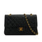VINTEGE CHANEL CLASSIC FLAP MEDIUM CHAIN SHOULDER BAG BLACK LAMB SKIN GOLD HARDWARE 90339950
