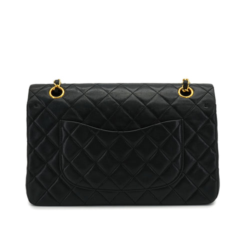 VINTEGE CHANEL CLASSIC FLAP MEDIUM CHAIN SHOULDER BAG BLACK LAMB SKIN GOLD HARDWARE 90339950