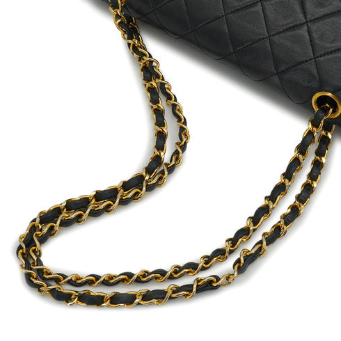 VINTEGE CHANEL CLASSIC FLAP MEDIUM CHAIN SHOULDER BAG BLACK LAMB SKIN GOLD HARDWARE 90339950