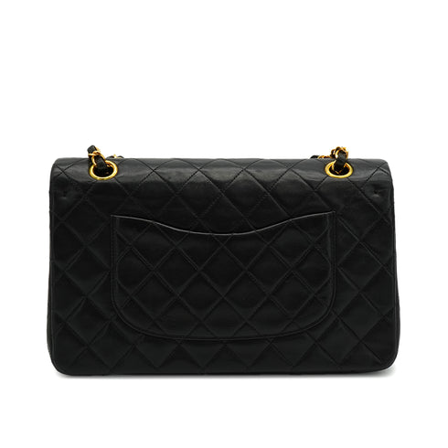 VINTEGE CHANEL CLASSIC FLAP MEDIUM CHAIN SHOULDER BAG BLACK LAMB SKIN GOLD HARDWARE 90340174