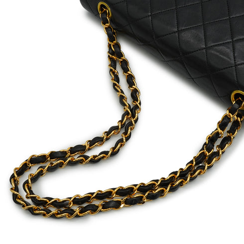 VINTEGE CHANEL CLASSIC FLAP MEDIUM CHAIN SHOULDER BAG BLACK LAMB SKIN GOLD HARDWARE 90340174