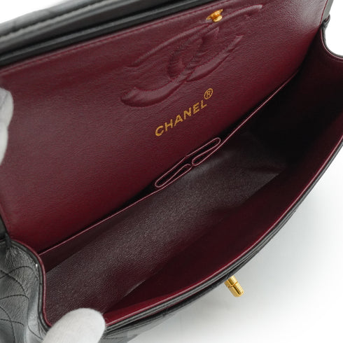 VINTEGE CHANEL CLASSIC FLAP MEDIUM CHAIN SHOULDER BAG BLACK LAMB SKIN GOLD HARDWARE 90340174