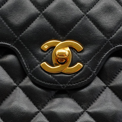 VINTEGE CHANEL MATELASSE MEDIUM CHAIN SHOULDER BAG BLACK LAMB SKIN GOLD HARDWARE 90340469
