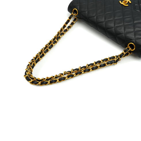 VINTEGE CHANEL MATELASSE MEDIUM CHAIN SHOULDER BAG BLACK LAMB SKIN GOLD HARDWARE 90340469