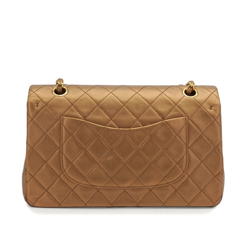 VINTEGE CHANEL CLASSIC FLAP MEDIUM CHAIN SHOULDER BAG BRONZE LAMB SKIN GOLD HARDWARE 90339948