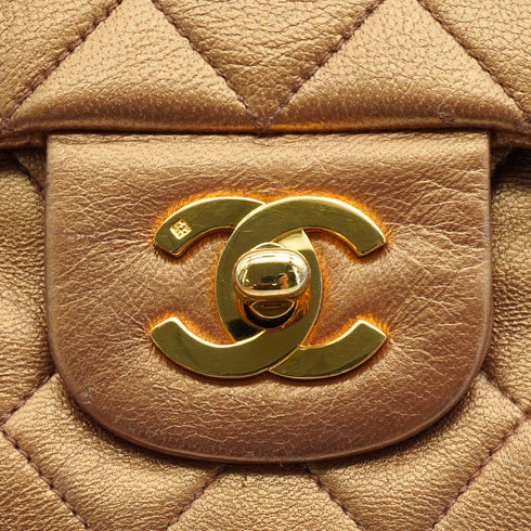 VINTEGE CHANEL CLASSIC FLAP MEDIUM CHAIN SHOULDER BAG BRONZE LAMB SKIN GOLD HARDWARE 90339948