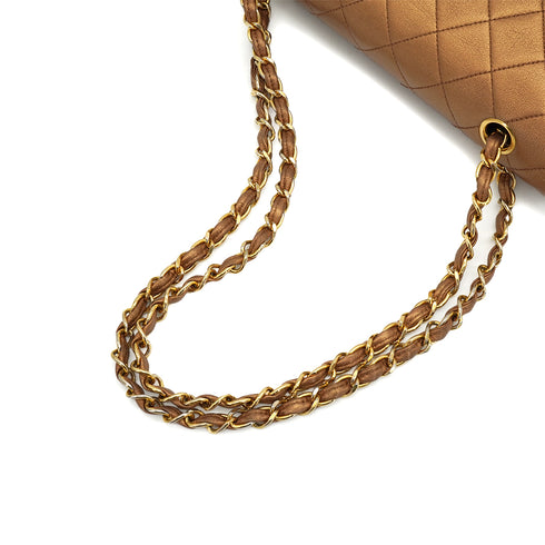 VINTEGE CHANEL CLASSIC FLAP MEDIUM CHAIN SHOULDER BAG BRONZE LAMB SKIN GOLD HARDWARE 90339948