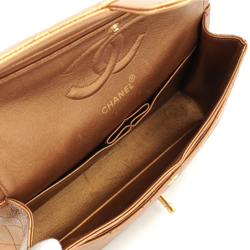 VINTEGE CHANEL CLASSIC FLAP MEDIUM CHAIN SHOULDER BAG BRONZE LAMB SKIN GOLD HARDWARE 90339948