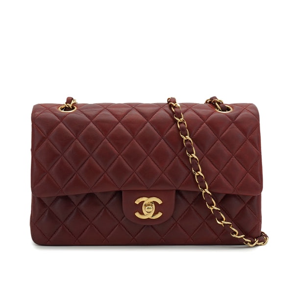 VINTEGE CHANEL CLASSIC FLAP MEDIUM CHAIN SHOULDER BAG BURGUNDY LAMB SKIN GOLD HARDWARE 90339158