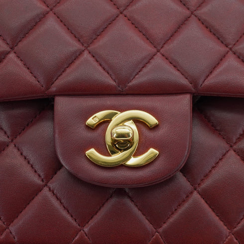 VINTEGE CHANEL CLASSIC FLAP MEDIUM CHAIN SHOULDER BAG BURGUNDY LAMB SKIN GOLD HARDWARE 90339158
