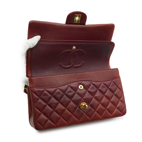 VINTEGE CHANEL CLASSIC FLAP MEDIUM CHAIN SHOULDER BAG BURGUNDY LAMB SKIN GOLD HARDWARE 90339158