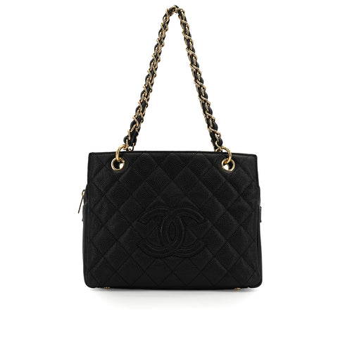 VINTEGE CHANEL COCOMARK CHAIN SHOULDER BAG BLACK CAVIAR SKIN GOLD HARDWARE 90344103
