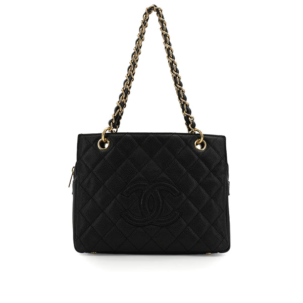 VINTEGE CHANEL COCOMARK CHAIN SHOULDER BAG BLACK CAVIAR SKIN GOLD HARDWARE 90344103