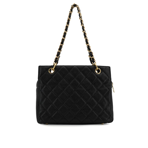 VINTEGE CHANEL COCOMARK CHAIN SHOULDER BAG BLACK CAVIAR SKIN GOLD HARDWARE 90344103