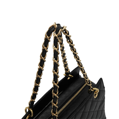 VINTEGE CHANEL COCOMARK CHAIN SHOULDER BAG BLACK CAVIAR SKIN GOLD HARDWARE 90344103