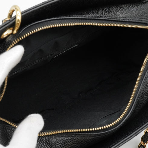 VINTEGE CHANEL COCOMARK CHAIN SHOULDER BAG BLACK CAVIAR SKIN GOLD HARDWARE 90344103