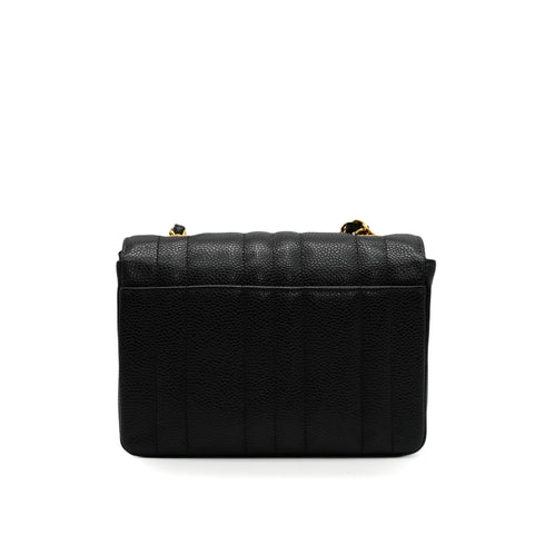 VINTEGE CHANEL MADEMOISELLE CHAIN SHOULDER BAG BLACK CAVIAR SKIN GOLD HARDWARE 90341456