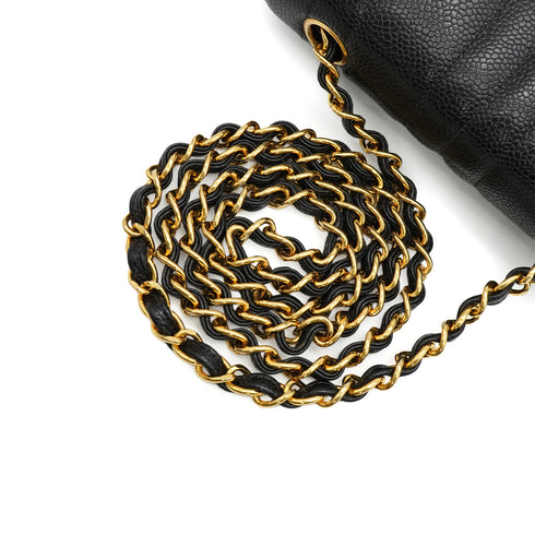 VINTEGE CHANEL MADEMOISELLE CHAIN SHOULDER BAG BLACK CAVIAR SKIN GOLD HARDWARE 90341456