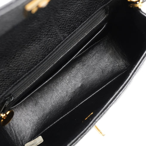 VINTEGE CHANEL MADEMOISELLE CHAIN SHOULDER BAG BLACK CAVIAR SKIN GOLD HARDWARE 90341456