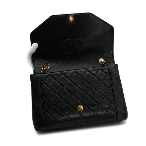 VINTEGE CHANEL MATELASSE CHAIN SHOULDER BAG BLACK LAMB SKIN GOLD HARDWARE 90340179