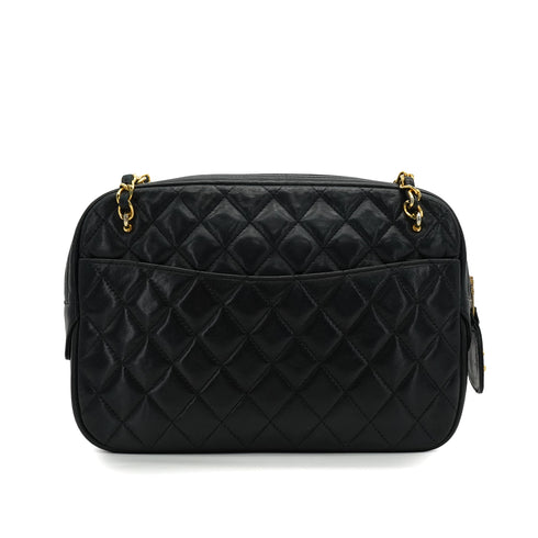 VINTEGE CHANEL MATELASSE CHAIN SHOULDER BAG BLACK LAMB SKIN GOLD HARDWARE 90340480