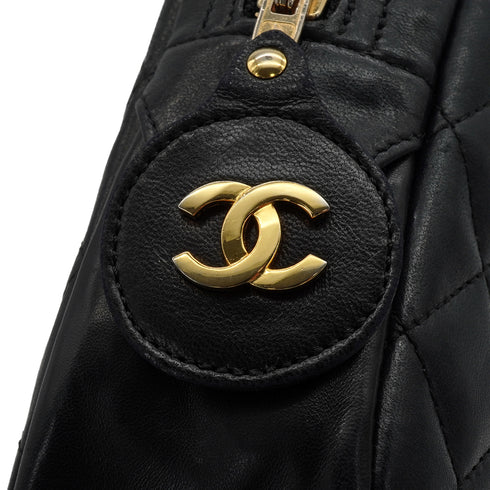 VINTEGE CHANEL MATELASSE CHAIN SHOULDER BAG BLACK LAMB SKIN GOLD HARDWARE 90340480