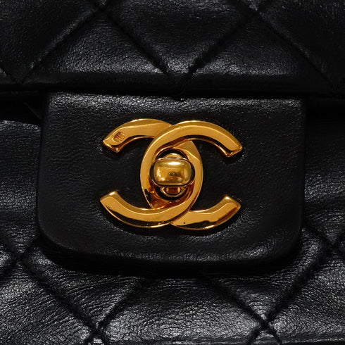 VINTEGE CHANEL MATELASSE CHAIN SHOULDER BAG BLACK LAMB SKIN GOLD HARDWARE 90340501
