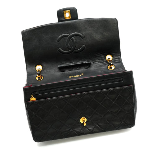 VINTEGE CHANEL MATELASSE CHAIN SHOULDER BAG BLACK LAMB SKIN GOLD HARDWARE 90340501