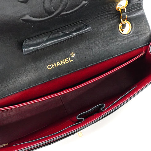 VINTEGE CHANEL MATELASSE CHAIN SHOULDER BAG BLACK LAMB SKIN GOLD HARDWARE 90340501