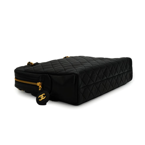 VINTEGE CHANEL MATELASSE CHAIN SHOULDER BAG BLACK LAMB SKIN GOLD HARDWARE 90341459