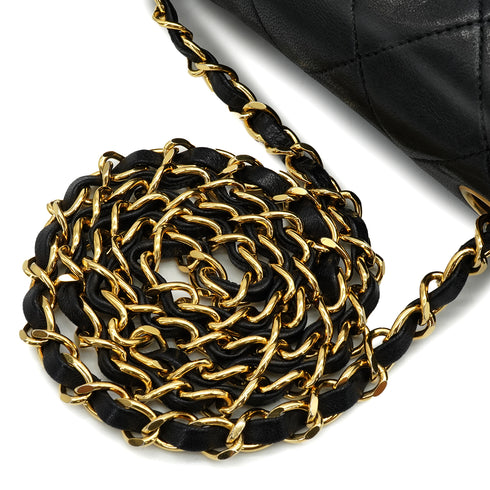 VINTEGE CHANEL MATELASSE CHAIN SHOULDER BAG BLACK LAMB SKIN GOLD HARDWARE 90343982