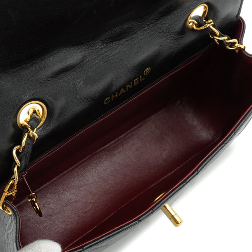 VINTEGE CHANEL MATELASSE CHAIN SHOULDER BAG BLACK LAMB SKIN GOLD HARDWARE 90343982
