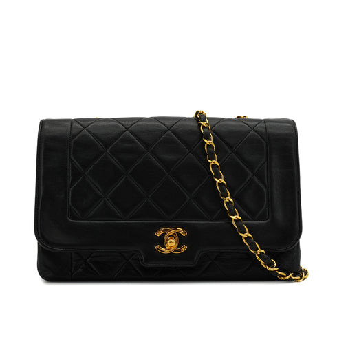 VINTEGE CHANEL MATELASSE CHAIN SHOULDER BAG BLACK LAMB SKIN GOLD HARDWARE 90344083