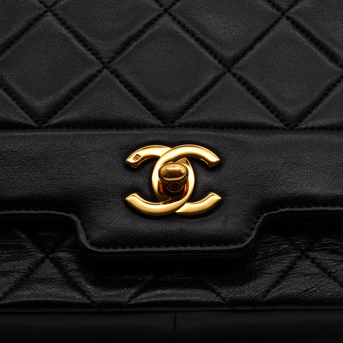 VINTEGE CHANEL MATELASSE CHAIN SHOULDER BAG BLACK LAMB SKIN GOLD HARDWARE 90344083