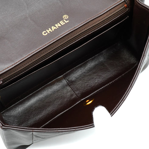 VINTEGE CHANEL MATELASSE CHAIN SHOULDER BAG BROWN LAMB SKIN GOLD HARDWARE 90342584