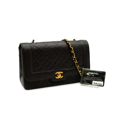 VINTEGE CHANEL MATELASSE CHAIN SHOULDER BAG BROWN LAMB SKIN GOLD HARDWARE 90342584