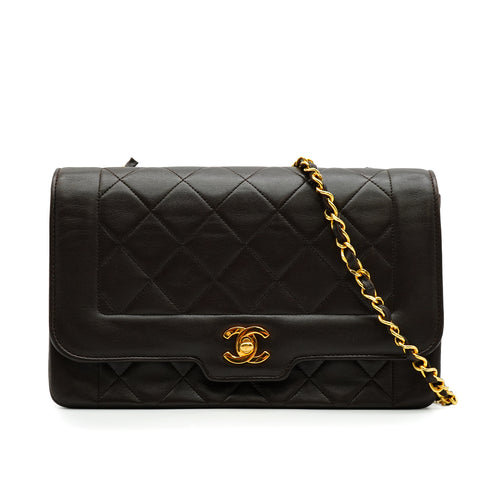 VINTEGE CHANEL MATELASSE CHAIN SHOULDER BAG BROWN LAMB SKIN GOLD HARDWARE 90342584