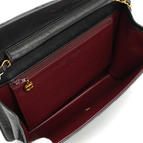 VINTEGE CHANEL MATELASSE PUSH LOCK CHAIN SHOULDER BAG BLACK LAMB SKIN GOLD HARDWARE 90341855
