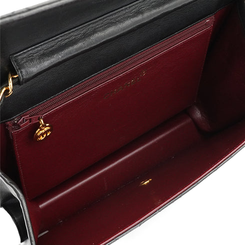 VINTEGE CHANEL MATELASSE PUSH LOCK CHAIN SHOULDER BAG BLACK LAMB SKIN GOLD HARDWARE 90343911