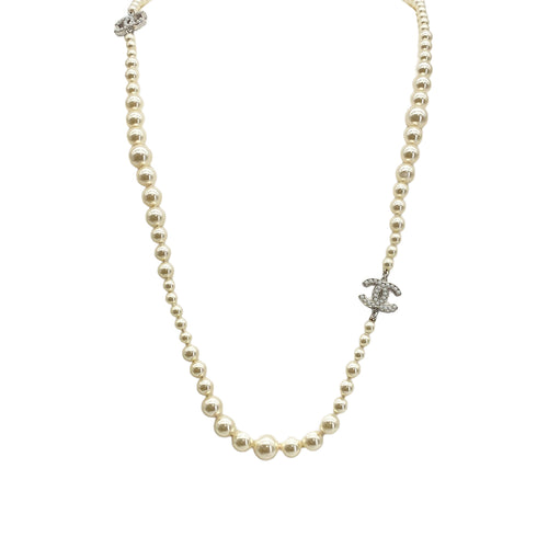 CHANEL NECKLACE COCOMARK FAUX PEARL WHITE ACCESSORY 08V 90311843